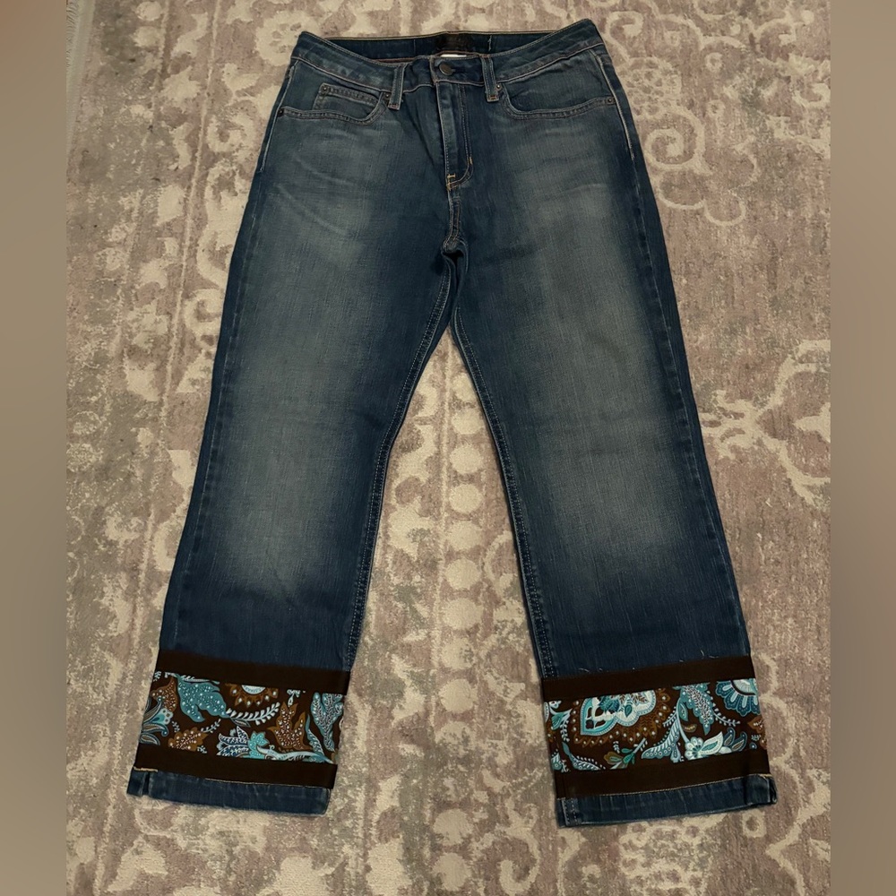 Vera Bradley Java Blue Custom Women’s Cropped Denim Jean Size 6